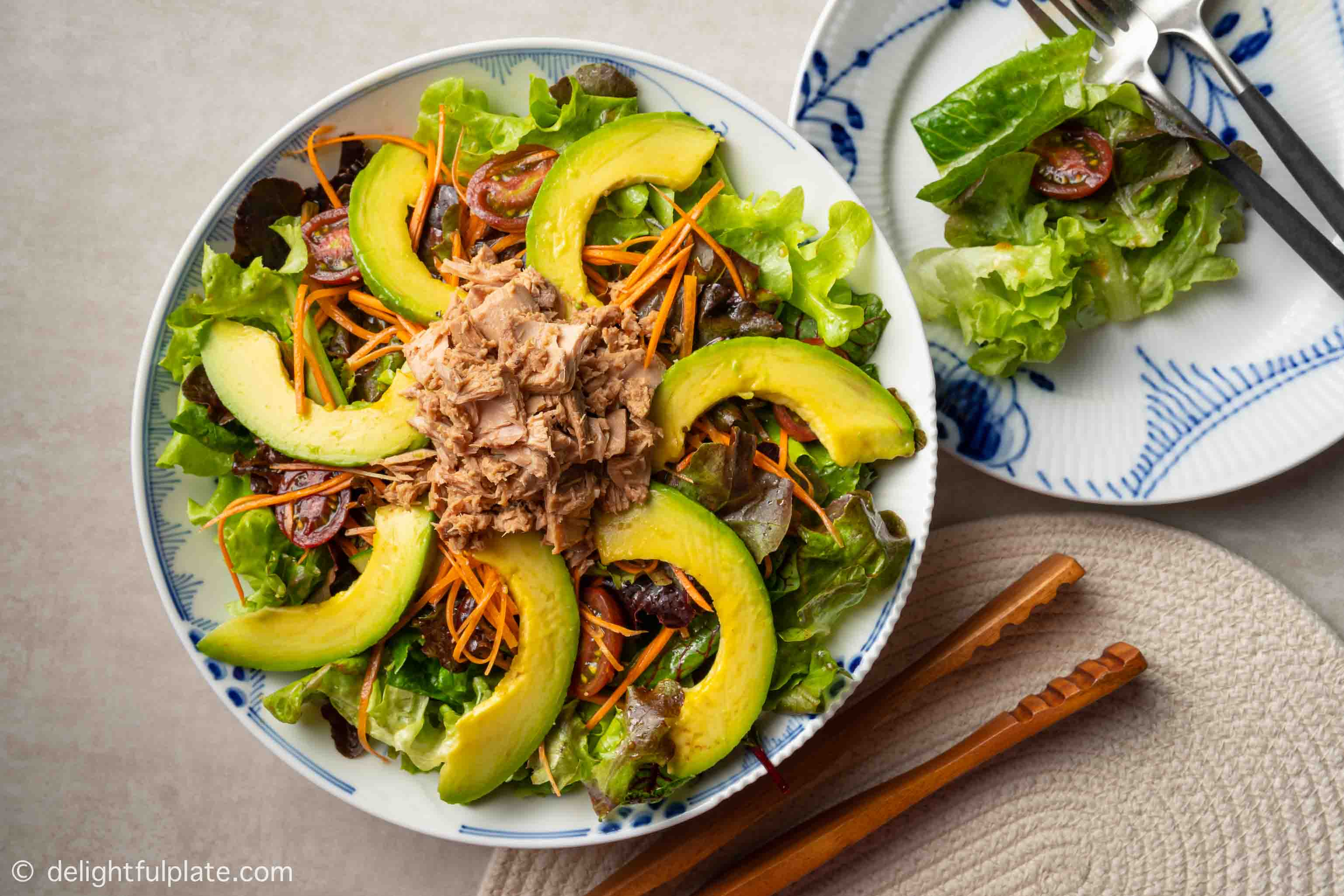 a plate of mayo-free avocado tuna salad