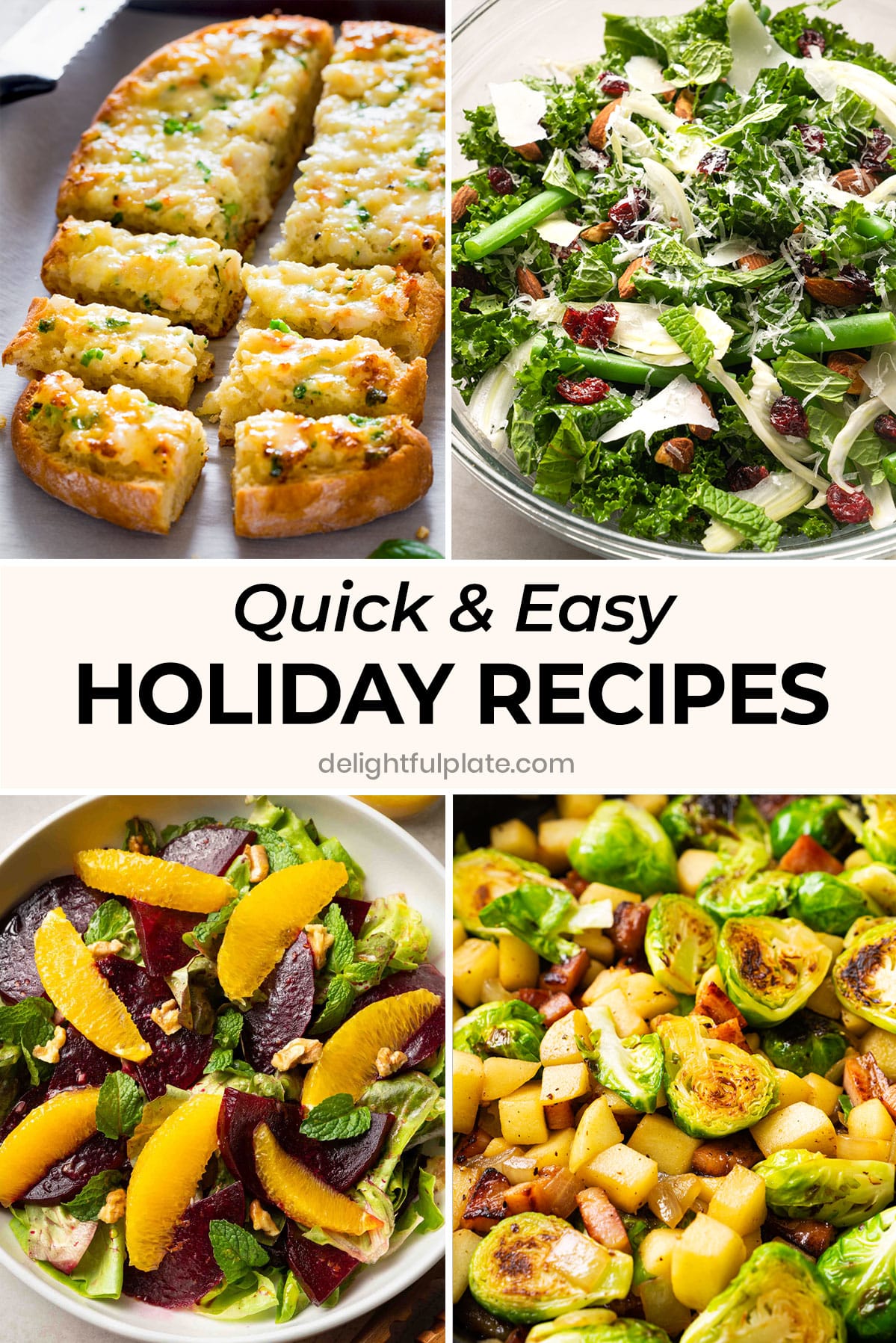 a collage of four quick and easy holiday recipes