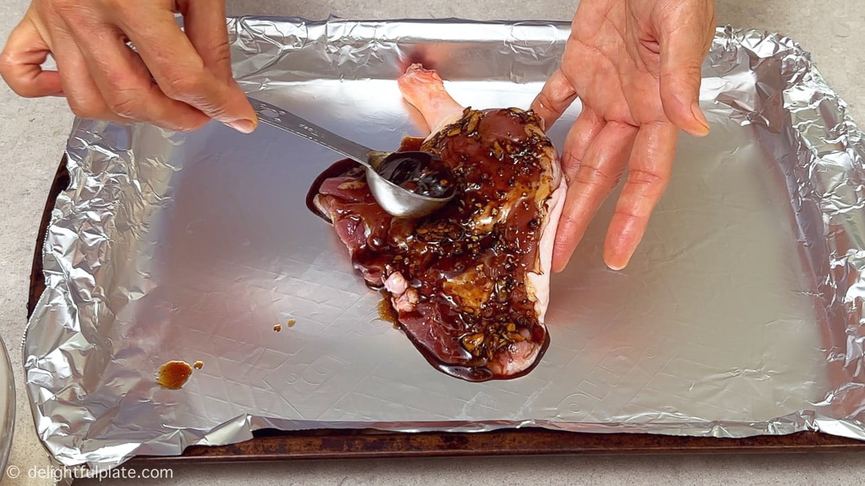 marinate the meat side of the duck legs