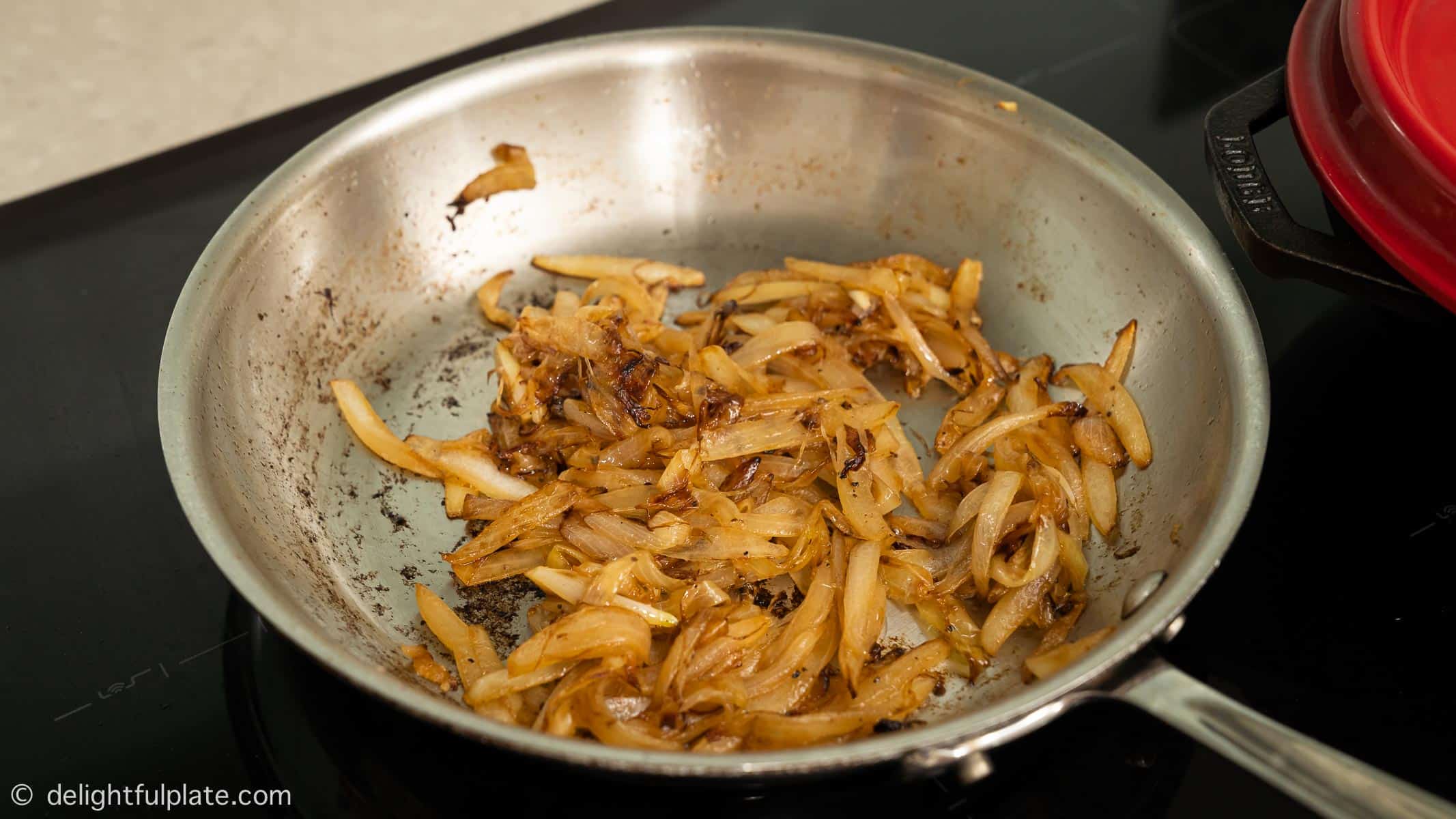 caramelizing onions in the skillet