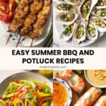 a collage of summer BBQ and potluck recipes