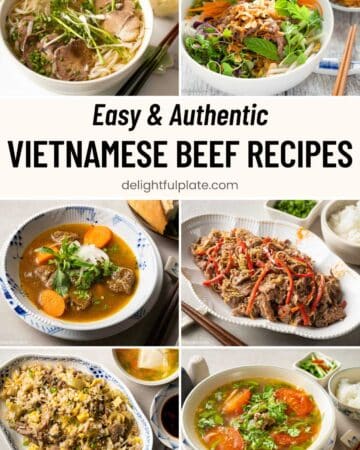 a collage of Vietnamese beef dishes.