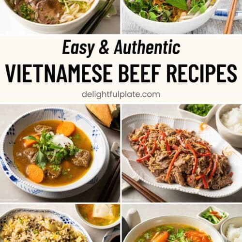 a collage of Vietnamese beef dishes.